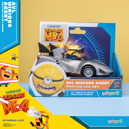 YOLOPARK Minions Car Toy, Despicable Me Movie4, Friction Car Toys, Gifts for Toddler Boys and Girls Age 3,4,5,6,7,8+ Years Old, Agent Car