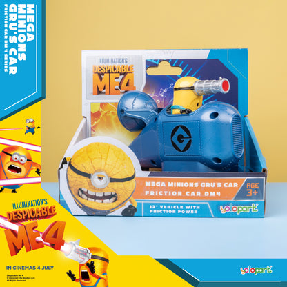 YOLOPARK Minions Car Toy, Despicable Me Movie4, Friction Car Toys, Gifts for Toddler Boys and Girls Age 3,4,5,6,7,8+ Years Old, Gru's car